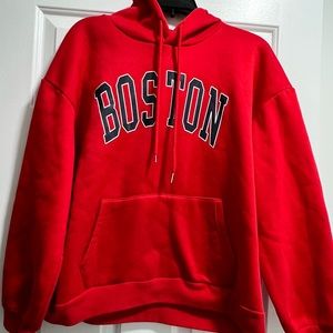 Red Boston Hoodie, never worn Size L